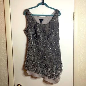 Lane Bryant a-symmetrical velveteen fairy  embossed top